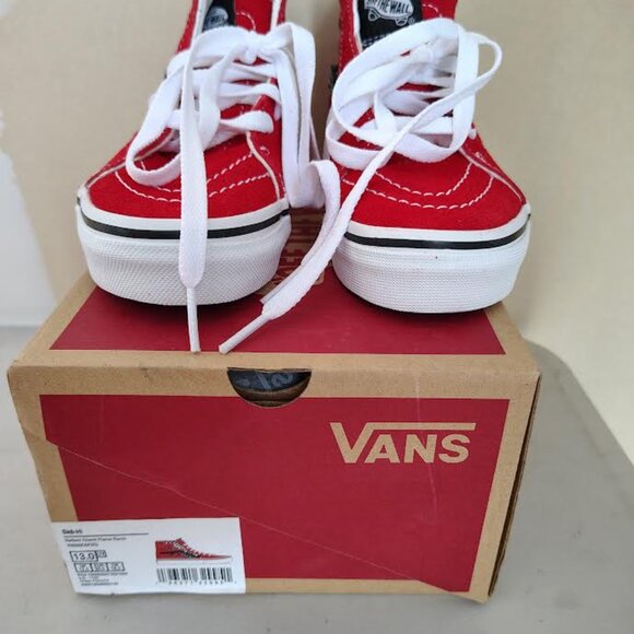 Vans Kids Size 13 Youth Red Sk8-Hi - Picture 3 of 7